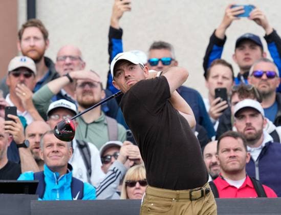 Mandatory Credit: Photo by Stuart Wallace Shutterstock (14003897p) Rory McIlroy (NIR) plays his tee shot at the 3rd hole during the 3rd round. Genesis Scottish Open, Day Three, Golf, The Renaissance Club, North Berwick, UK - 15 Jul 2023 Genesis Scottish Open, Day Three, Golf, The Renaissance Club, North Berwick, UK - 15 Jul 2023  Copyright: xStuartxWallace Shutterstockx 14003897p