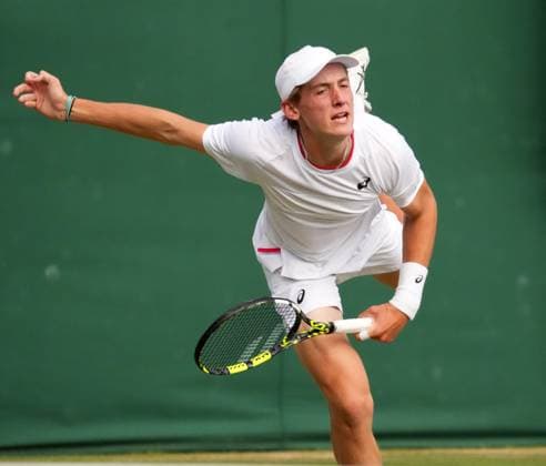 Tennis - 2023 Wimbledon Championships - Week Two - Day Thirteen - All England lawn Tennis & Racquet Club, Wimbledon -Saturday 15th Boys Semi final - Henry Searle (GBR) v Cooper Williams (USA) Henry Searle 