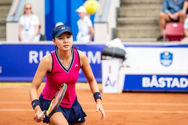 230715 Su Jeong Jang, Korea deppar under damernas dubbelfinal under dag 6 av WTA, Tennis Damen Nordea Open den 15 juli 2023 i Bastad. Copyright: NICLASxJÖNSSON BB230715NO026