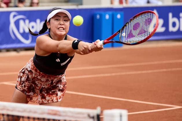 BÅSTAD 20230715 Eri Hozumi i dubbelfinalen under tennisturneringen Nordea Open i Bastad. BÅSTAD SVERIGE Tennis x11830x