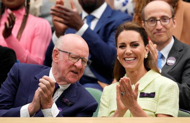 Mandatory Credit: Photo by Dave Shopland Shutterstock (14010519c) Ian Hewitt, AELTC Chairman and Catherine Princess of Wales watching the action from the Royal Box Wimbledon Tennis Championships, Day 13, The All England Lawn Tennis and Croquet Club, London, UK - 15 Jul 2023 Wimbledon Tennis Championships, Day 13, The All England Lawn Tennis and Croquet Club, London, UK - 15 Jul 2023  Copyright: xDavexShopland Shutterstockx 14010519c