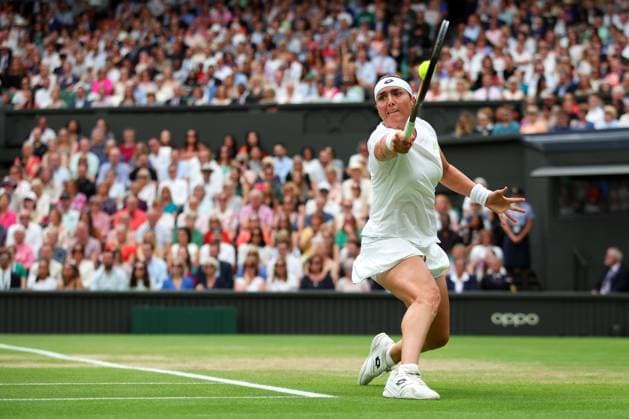Mandatory Credit: Photo by Ella Ling Shutterstock (14010522d) Ons Jabeur during the Ladies SIngles final Wimbledon Tennis Championships, Day 13, The All England Lawn Tennis and Croquet Club, London, UK - 15 Jul 2023 Wimbledon Tennis Championships, Day 13, The All England Lawn Tennis and Croquet Club, London, UK - 15 Jul 2023  Copyright: xEllaxLing Shutterstockx 14010522d
