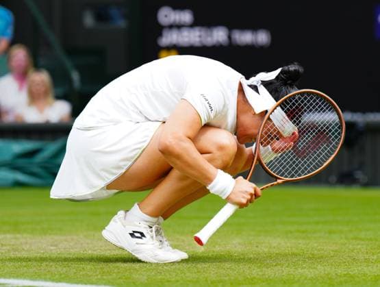 Mandatory Credit: Photo by Javier Garcia Shutterstock (14010521bv) Ons Jabeur during the Ladies SIngles final Wimbledon Tennis Championships, Day 13, The All England Lawn Tennis and Croquet Club, London, UK - 15 Jul 2023 Wimbledon Tennis Championships, Day 13, The All England Lawn Tennis and Croquet Club, London, UK - 15 Jul 2023  Copyright: xJavierxGarcia Shutterstockx 14010521bv