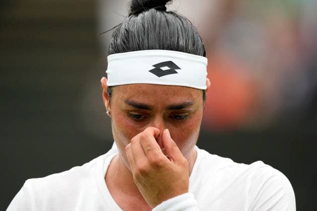 Mandatory Credit: Photo by Dave Shopland Shutterstock (14010519ba) Ons Jabeur during the Ladies SIngles final Wimbledon Tennis Championships, Day 13, The All England Lawn Tennis and Croquet Club, London, UK - 15 Jul 2023 Wimbledon Tennis Championships, Day 13, The All England Lawn Tennis and Croquet Club, London, UK - 15 Jul 2023  Copyright: xDavexShopland Shutterstockx 14010519ba