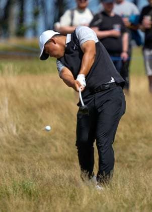 Mandatory Credit: Photo by Stuart Wallace Shutterstock (14003897z) Tom Kim (KOR) plays from the rough on the 15h hole during the 3rd round. Genesis Scottish Open, Day Three, Golf, The Renaissance Club, North Berwick, UK - 15 Jul 2023 Genesis Scottish Open, Day Three, Golf, The Renaissance Club, North Berwick, UK - 15 Jul 2023  Copyright: xStuartxWallace Shutterstockx 14003897z