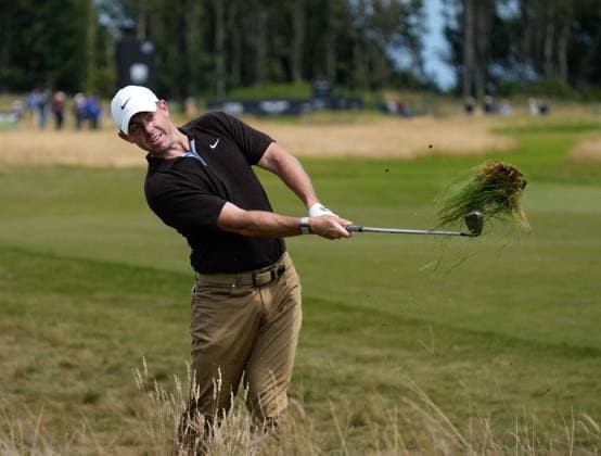 Mandatory Credit: Photo by Stuart Wallace Shutterstock (14003897ad) Rory McIlroy (NIR) plays from the rough on the 15h hole during the 3rd round. Genesis Scottish Open, Day Three, Golf, The Renaissance Club, North Berwick, UK - 15 Jul 2023 Genesis Scottish Open, Day Three, Golf, The Renaissance Club, North Berwick, UK - 15 Jul 2023  Copyright: xStuartxWallace Shutterstockx 14003897ad