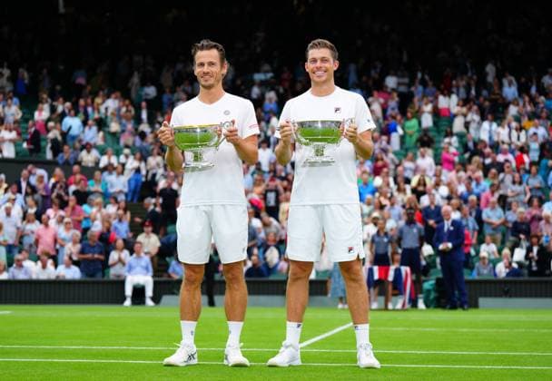 Mandatory Credit: Photo by Javier Garcia Shutterstock (14010521hz) Wesley Koolhof and Neal Skupski celebrate victory in the Gentlemen s Dobles final Wimbledon Tennis Championships, Day 13, The All England Lawn Tennis and Croquet Club, London, UK - 15 Jul 2023 Wimbledon Tennis Championships, Day 13, The All England Lawn Tennis and Croquet Club, London, UK - 15 Jul 2023  Copyright: xJavierxGarcia Shutterstockx 14010521hz