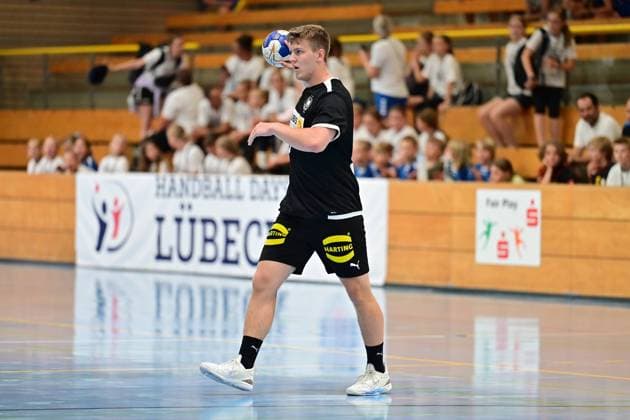 Handball I Junioren I 27. Handball Days Lübeck I Nations-Cup I Deutschland mU19 - Island mU19 I 14.07.2023 Nahaufnahme, Einzelfoto, Freisteller, Portrait, Porträt, Einzelbild, Einzelfoto, Körper: Fritz-Leon Haake (6, Deutschland mU19) Lübeck Hansehalle Schleswig-Holstein Deutschland Copyright: xLobeca WolfxGebhardtx