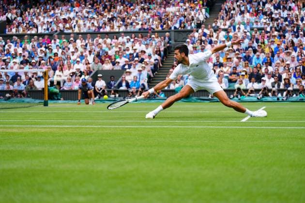 Mandatory Credit: Photo by Javier Garcia Shutterstock (14011311dc) Novak Djokovic during the Men s Singles final Wimbledon Tennis Championships, Day 14, The All England Lawn Tennis and Croquet Club, London, UK - 16 Jul 2023 Wimbledon Tennis Championships, Day 14, The All England Lawn Tennis and Croquet Club, London, UK - 16 Jul 2023  Copyright: xJavierxGarcia Shutterstockx 14011311dc