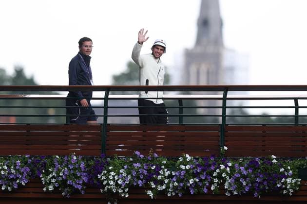 Wimbledon: Day Fourteen 17 July 2023, Wimbledon - Wimbledon Tennis Championships - Day Fourteen - Carlos Alcaraz (ESP) celebrates victory following the Gentlemen s Singles Final match against Novak Djokovic (SRB) - Photo: Charlotte Wilson Offside. Wimbledon UK Copyright: xCharlottexWilsonx xOffsidexOffside