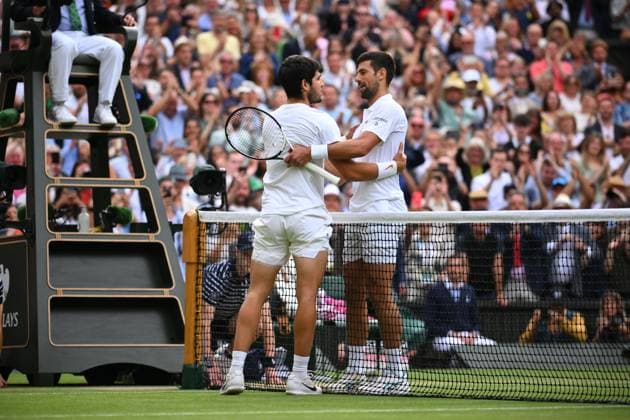 Wimbledon - Carlos Alcaraz Wins First Title Carlos Alcaraz (ESP) wins his first Wimbledon Championships at the 2023 Wimbledon Championships at the AELTC in London, UK on July 16, 2023. Photo by Corinne Dubreuil ABACAPRESS.COMM London United Kingdom  Copyright: xDubreuilxCorinne ABACAx 860951_090 DubreuilxCorinne ABACAx 860951_090