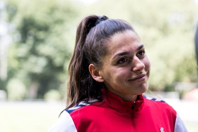 Training 1. FC Koeln Frauen; 17.07.2023 Manjou Wilde (1. FC Koeln, 7) im Interview Training 1. FC Koeln Frauen; Geissbockheim, 17.07.2023 Copyright: xBEAUTIFULxSPORTS Wunderlx