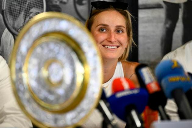 Wimbledon champion 2023 Czech tennis player Marketa Vondrousova speaks during the press conference, PK, Pressekonferenz in Prague, Czech Republic, July 18, 2023. (CTKxPhoto OndrejxDeml) CTKPhotoP2023071803287  CTKPhotoP2023071803287