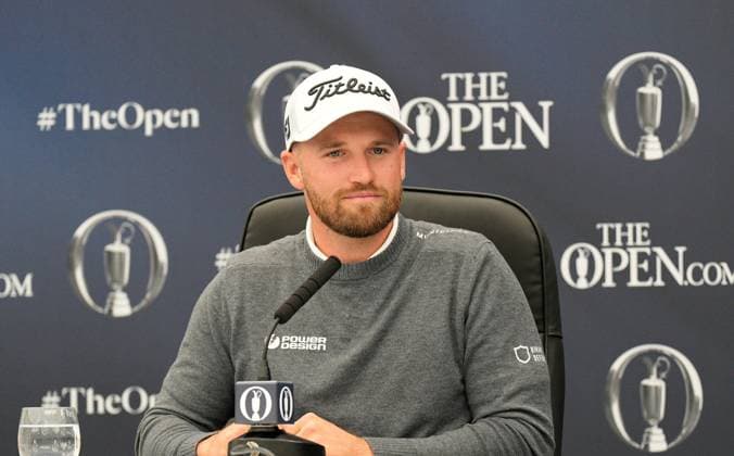 Mandatory Credit: Photo by Dave Shopland Shutterstock (14014730g) USA Open Golf Champion 2023 Wyndham Clark gives press conference, PK, Pressekonferenz The British Open Championship, Practice, Golf, Royal Liverpool Golf Club, Liverpool, UK - 19 Jul 2023 The British Open Championship, Practice, Golf, Royal Liverpool Golf Club, Liverpool, UK - 19 Jul 2023  Copyright: xDavexShopland Shutterstockx 14014730g