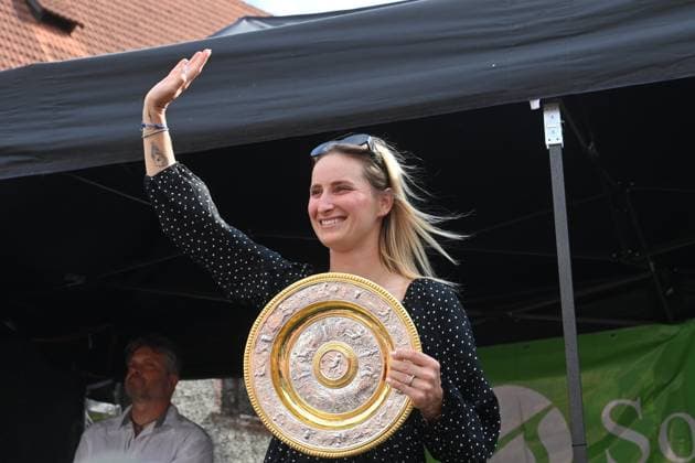 Wimbledon winner 2023 Czech tennis player Marketa Vondrousova visits Sokolov, her hometown, to meet town officials and public, Czech Republic, July 19, 2023. (CTKxPhoto SlavomirxKubes) CTKPhotoP2023071906956  CTKPhotoP2023071906956