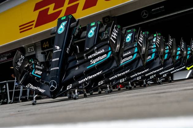 Mercedes-AMG F1 W14 E Performanc front wings, F1 Grand Prix of Hungary at Hungaroring on July 20, 2023 in Budapest, Hungary. (Photo by HOCH ZWEI) Budapest Hungary