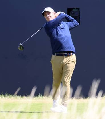 Argentina s Emiliano Grillo drives on the 1st tee on the first day at the 151st Open Championship at Royal Liverpool Golf Club in Hoylake, England on Thursday, July 20, 2023. Grillo is joint leader on five under par.  LON20230720128 HUGOxPHILPOTT