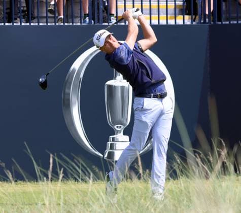 American Justin Thomas tees off on the 1st hole on the first day at the 151st Open Championship at Royal Liverpool Golf Club in Hoylake, England on Thursday, July 20, 2023.  LON2023072081 HUGOxPHILPOTT