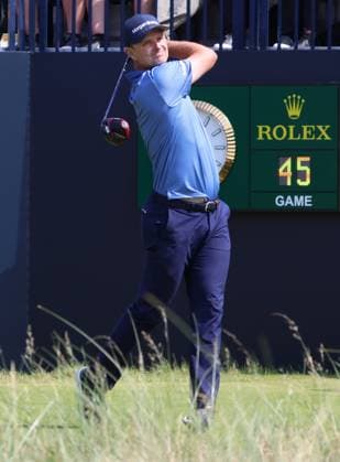 England s Justin Rose drives on the 1st tee on the first day at the 151st Open Championship at Royal Liverpool Golf Club in Hoylake, England on Thursday, July 20, 2023.  LON2023072085 HUGOxPHILPOTT