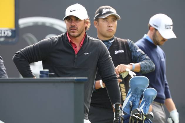 (L-R) United States Brooks Koepka and Japan s Hideki Matsuyama during the day 1 of the 2023 British Open Golf Championship at the Royal Liverpool Golf Club in Wirral, England, on July 20, 2023. Noxthirdxpartyxsales  (224540055)