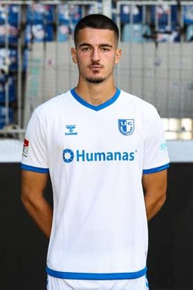 Andi Hoti (1. FC Magdeburg,3) - 2. Fussball Bundesliga Portraittermin 2023 2024 offizieller Fototermin 1. FC Magdeburg in der MDCC Arena in Magdeburg - Porträt, Portrait,Einzelbild,Deutschland, Fussball, Maenner,GER,20.07.2023