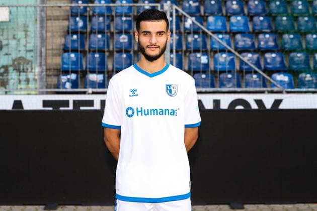 Mohammed El Hankouri (1. FC Magdeburg,11) - 2. Fussball Bundesliga Portraittermin 2023 2024 offizieller Fototermin 1. FC Magdeburg in der MDCC Arena in Magdeburg - Porträt, Portrait,Einzelbild,Deutschland, Fussball, Maenner,GER,20.07.2023
