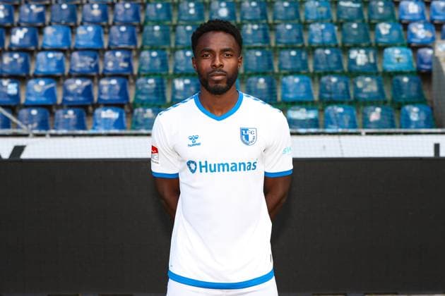 Daniel Heber (1. FC Magdeburg,15) - 2. Fussball Bundesliga Portraittermin 2023 2024 offizieller Fototermin 1. FC Magdeburg in der MDCC Arena in Magdeburg - Porträt, Portrait,Einzelbild,Deutschland, Fussball, Maenner,GER,20.07.2023