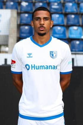 Xavier Amaechi (1. FC Magdeburg,20) - 2. Fussball Bundesliga Portraittermin 2023 2024 offizieller Fototermin 1. FC Magdeburg in der MDCC Arena in Magdeburg - Porträt, Portrait,Einzelbild,Deutschland, Fussball, Maenner,GER,20.07.2023