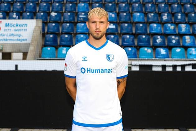 Tim Stappmann (1. FC Magdeburg,21) - 2. Fussball Bundesliga Portraittermin 2023 2024 offizieller Fototermin 1. FC Magdeburg in der MDCC Arena in Magdeburg - Porträt, Portrait,Einzelbild,Deutschland, Fussball, Maenner,GER,20.07.2023