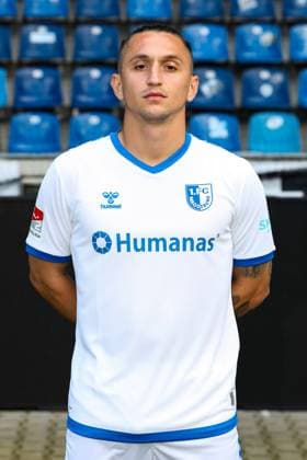 Baris Atik (1. FC Magdeburg,23) - 2. Fussball Bundesliga Portraittermin 2023 2024 offizieller Fototermin 1. FC Magdeburg in der MDCC Arena in Magdeburg - Porträt, Portrait,Einzelbild,Deutschland, Fussball, Maenner,GER,20.07.2023