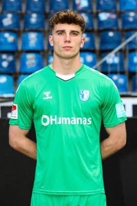 Torwart Noah Kruth (1. FC Magdeburg,30) - 2. Fussball Bundesliga Portraittermin 2023 2024 offizieller Fototermin 1. FC Magdeburg in der MDCC Arena in Magdeburg - Porträt, Portrait,Einzelbild,Deutschland, Fussball, Maenner,GER,20.07.2023