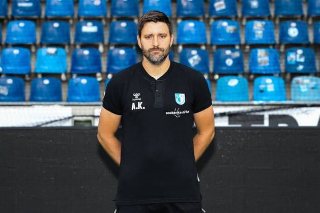 Co-Trainer Andre Kilian (1. FC Magdeburg) - 2. Fussball Bundesliga Portraittermin 2023 2024 offizieller Fototermin 1. FC Magdeburg in der MDCC Arena in Magdeburg - Porträt, Portrait,Einzelbild,Deutschland, Fussball, Maenner,GER,20.07.2023