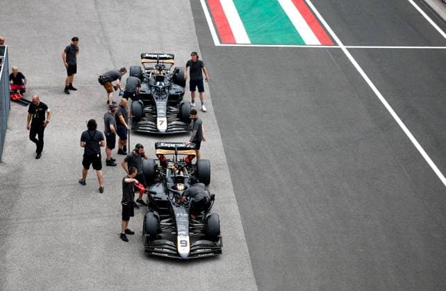 Cars of the fictional Apex APXGP Team, for the upcoming Formula One based movie Apex by Apple Studios and Bruckheimer Films, F1 Grand Prix of Hungary at Hungaroring on July 21, 2023 in Budapest, Hungary. (Photo by HOCH ZWEI) Budapest Hungary