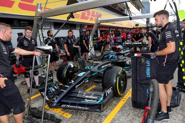 63 George Russell (GBR, Mercedes-AMG Petronas F1 Team), F1 Grand Prix of Hungary at Hungaroring on July 21, 2023 in Budapest, Hungary. (Photo by HOCH ZWEI) Budapest Hungary