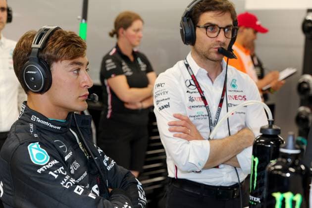 63 George Russell (GBR, Mercedes-AMG Petronas F1 Team), Jerome D Ambrosio (BEL, Mercedes-AMG Petronas F1 Team), F1 Grand Prix of Hungary at Hungaroring on July 21, 2023 in Budapest, Hungary. (Photo by HOCH ZWEI) Budapest Hungary