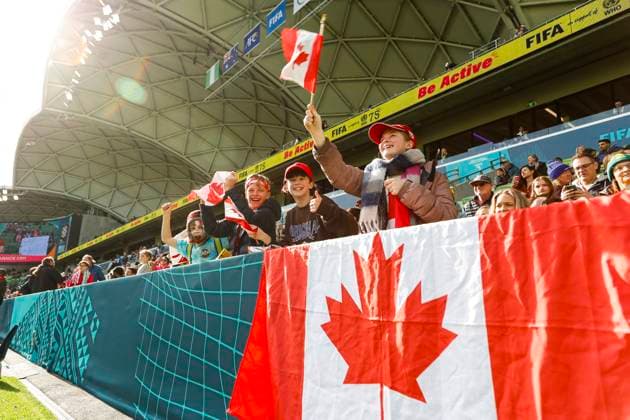 July 21, 2023, Melbourne, Australia: Canadian fans seen before the FIFA Women s World Cup Australia & New Zealand 2023 Group match between Nigeria and Canada at Melbourne Rectangular Stadium. The game ended a draw 0:0. Melbourne Australia - ZUMAs197 20230721_zaa_s197_040 Copyright: xGeorgexHitchensx