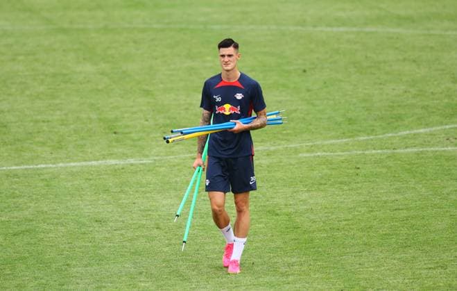 RB Leipzig - Italien Trainingslager Bruneck, 21.07.2023, Sportpark Reiperting Reischach, Fussball, RB Leipzig (GER Bundesliga) - Trainingslager in Südtirol Italien , Im Bild: Benjamin Sesko (30, RB Leipzig) ,