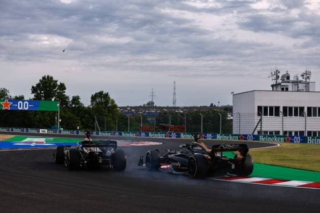 Cars of the fictional Apex APXGP Team, for the upcoming Formula One based movie Apex by Apple Studios and Bruckheimer Films, F1 Grand Prix of Hungary at Hungaroring on July 21, 2023 in Budapest, Hungary. (Photo by HOCH ZWEI) Budapest Hungary