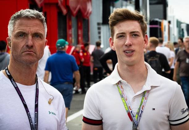 Sky-Reporter Ralf Schumacher (links) und sein Sohn David Schumacher. HUN, Formel 1, Hungaroring, Hungary, 21.07.23 HUN, Formel 1, Hungaroring, Hungary, 21.07.23 Budapest