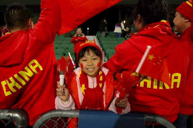 WWC23 DENMARK CHINA, A young China fan shows her support ahead of the FIFA Women s World Cup 2023 soccer match between Denmark and China at Perth Rectangular Stadium in Perth, Saturday, July 22, 2023. ( NO ARCHIVING, EDITORIAL USE ONLY, NO USE IN BOOKS WITHOUT CONSENT PERTH WESTERN AUSTRALIA AUSTRALIA  Copyright: xRICHARDxWAINWRIGHTx 20230722001823020975 
