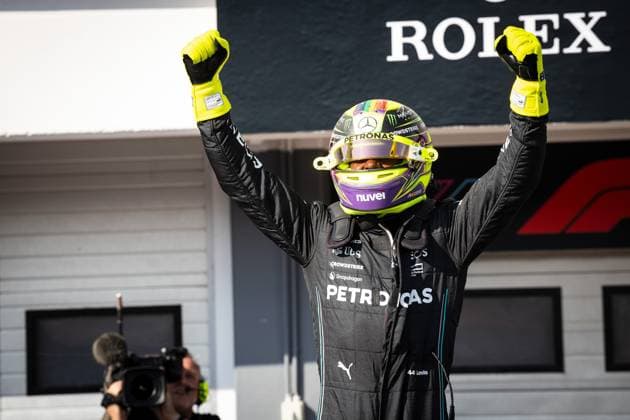 Pole Position für Lewis Hamilton (UK, Mercedes AMG Petronas F1 Team 44) HUN, Formel 1, Hungaroring, Hungary, 22.07.23 HUN, Formel 1, Hungaroring, Hungary, 22.07.23 Budapest
