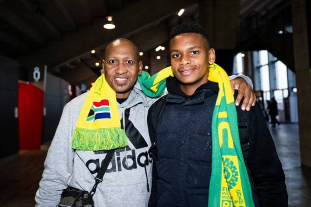230723 Fans of South Africa ahead of the FIFA Women s World Cup football match between Sweden and South Africa on July 23, 2023 in Wellington. Photo: Mathias Bergeld BILDBYRAN kod MB MB0639 fotboll football soccer fotball fotbolls-vm världsmästerskap vm fifa womens world cup sverige a sweden south africa day 4 dam bbeng sydafrika verdensmesterskap kvinner publik *** 230723 Fans of South Africa ahead of the FIFA Women s World Cup soccer match between Sweden and South Africa on July 23, 2023 in Wellington Photo Mathias Bergeld BILDBYRAN code MB MB0639 football soccer football soccer football world cup vm fifa womens world cup sverige a sweden south africa day 4 dam bbeng sydafrika verdensmesterskap kvinner publik  Copyright: MATHIASxBERGELD BB230723MB006