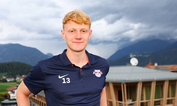 RB Leipzig - Nicolas Seiwald Bruneck, 23.07.2023, Falkensteiner Hotel Kronplatz, RB Teamhotel , RB Leipzig (GER) Trainingslager in Südtirol Italien , Im Bild: Nicolas Seiwald (RB Leipzig), Vorstellung PK ,