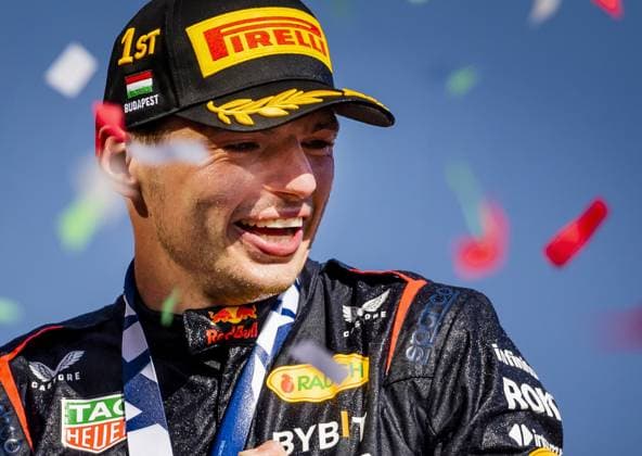 BUDAPEST - Max Verstappen (Red Bull Racing) on the podium after winning the Hungarian Grand Prix at the Hungaroring. ANP REMKO DE WAAL F1 Grand Prix of Hungary 2023 xVIxANPxSportx xxANPxIVx 474125717 originalFilename: 474125717.jpg