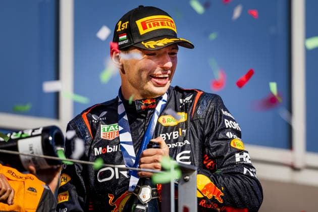 BUDAPEST - Max Verstappen (Red Bull Racing) on the podium after winning the Hungarian Grand Prix at the Hungaroring. ANP REMKO DE WAAL F1 Grand Prix of Hungary 2023 xVIxANPxSportx xxANPxIVx 474125730 originalFilename: 474125730.jpg