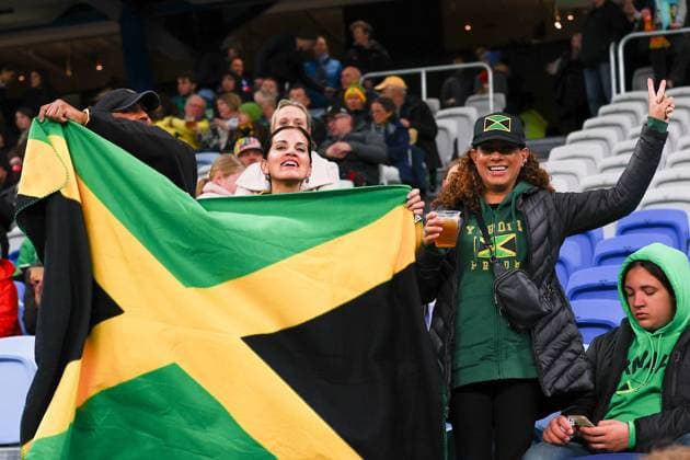 23rd July 2023; Sydney Football Stadium, Sydney, NSW, Australia: FIFA Womens World Cup Group F Football, France versus Jamaica; Jamaica supporters show their countries flag  ActionPlus12534242 KevinxManning