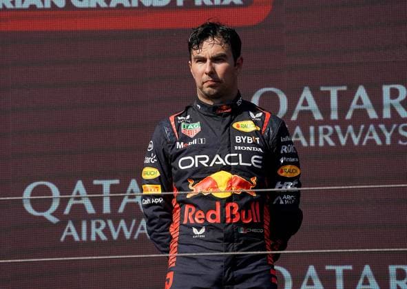 23.07.2023, Hungaroring, Budapest, Formel 1 Grand Prix Großer Preis von Ungarn 2023 , im Bild Sieger Max Verstappen (NLD), Oracle Red Bull Racing, 2.Platz für Lando Norris (GBR), McLaren F1 Team, 3.Platz für Sergio Perez (MEX), Oracle Red Bull Racing Budapest Hungaroring Tirol Ungarn