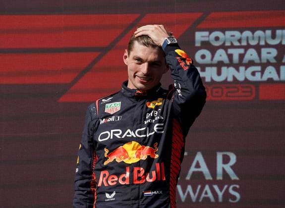 Formel 1 Grand Prix Großer Preis von Ungarn 2023 23.07.2023, Hungaroring, Budapest, Formel 1 Grand Prix Großer Preis von Ungarn 2023 , im Bild Sieger Max Verstappen (NLD), Oracle Red Bull Racing, 2.Platz für Lando Norris (GBR), McLaren F1 Team, 3.Platz für Sergio Perez (MEX), Oracle Red Bull Racing