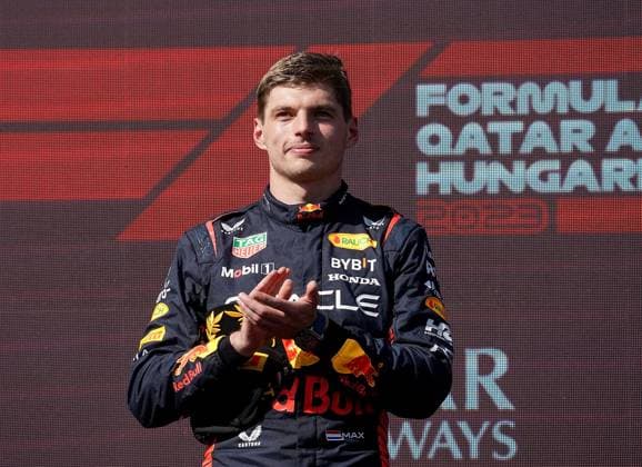 Formel 1 Grand Prix Großer Preis von Ungarn 2023 23.07.2023, Hungaroring, Budapest, Formel 1 Grand Prix Großer Preis von Ungarn 2023 , im Bild Sieger Max Verstappen (NLD), Oracle Red Bull Racing, 2.Platz für Lando Norris (GBR), McLaren F1 Team, 3.Platz für Sergio Perez (MEX), Oracle Red Bull Racing