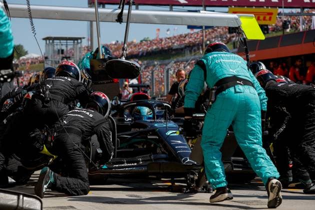 63 George Russell (GBR, Mercedes-AMG Petronas F1 Team), F1 Grand Prix of Hungary at Hungaroring on July 23, 2023 in Budapest, Hungary. (Photo by HOCH ZWEI) Budapest Hungary